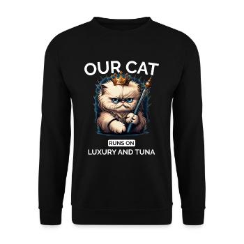 Cat Mom Dad Cartoon Cat Queen - Unisex Sweatshirt - black - Front - Alina (178cm) & Michal (187cm)