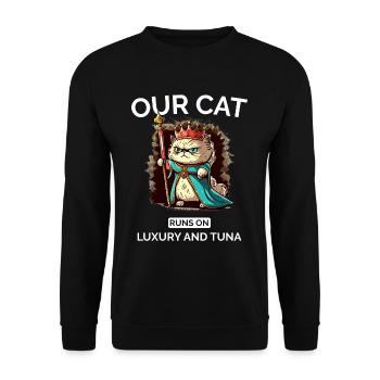 Cat Mom Dad Cut Royal Cat - Unisex Sweatshirt - black - Front - Alina (178cm) & Michal (187cm)