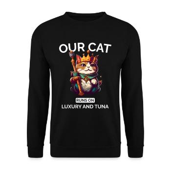 Katze Mama Papa Süßer Katzenliebhaber - Unisex Pullover - Schwarz - Vorne - Alina (178cm) & Michal (187cm)