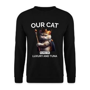 Cat Mom Dad Royal Cat - Unisex Sweatshirt - black - Front - Alina (178cm) & Michal (187cm)