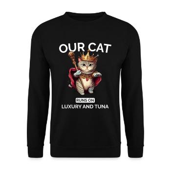 Katze Mama Papa Royal Kawaii Kätzchen Katze - Unisex Pullover - Schwarz - Vorne - Alina (178cm) & Michal (187cm)