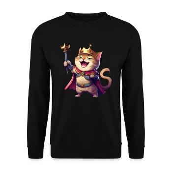 Cartoon Cat Laughing - Unisex Sweatshirt - black - Front - Alina (178cm) & Michal (187cm)