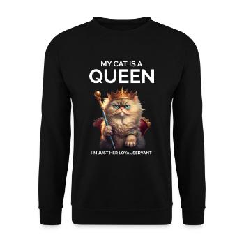Pelz Eltern Kätzchen Katze Papa Katze Mama - Unisex Pullover - Schwarz - Vorne - Alina (178cm) & Michal (187cm)