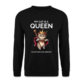 Stolze Katzenbesitzerin Katzenmutter - Unisex Pullover - Schwarz - Vorne - Alina (178cm) & Michal (187cm)