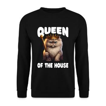 Lustige Katze sagt verrückte Katzendame - Unisex Pullover - Schwarz - Vorne - Alina (178cm) & Michal (187cm)