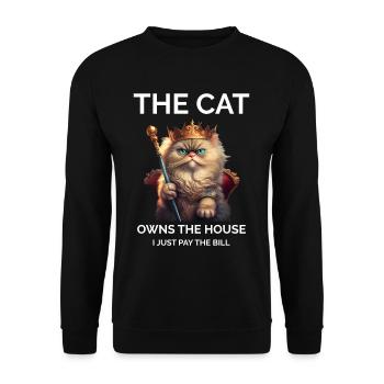 The Cat Owns The House Queen Cat Lover - Unisex Sweatshirt - black - Front - Alina (178cm) & Michal (187cm)