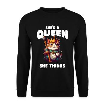 Elle est une reine mignonne amoureuse des chats - Sweat-shirt Unisexe - noir - Devant - Alina (178cm) & Michal (187cm)