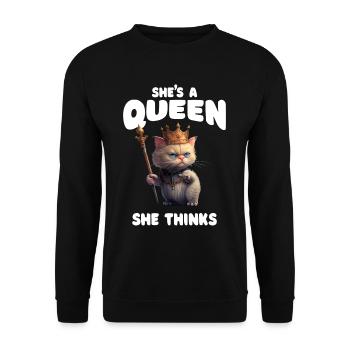 Shes A Queen Funny Royal Cat - Unisex Sweatshirt - black - Front - Alina (178cm) & Michal (187cm)