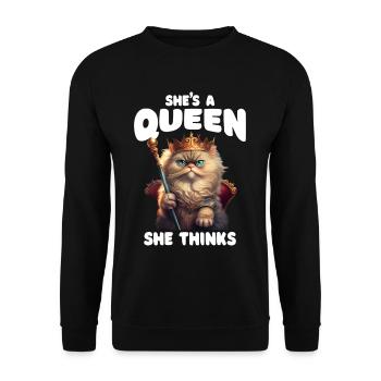 Elle est une reine reine amoureuse des chats - Sweat-shirt Unisexe - noir - Devant - Alina (178cm) & Michal (187cm)