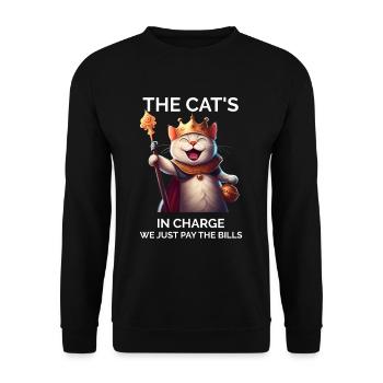 Pelz Eltern Kätzchen Katze Papa Katze Mama - Unisex Pullover - Schwarz - Vorne - Alina (178cm) & Michal (187cm)