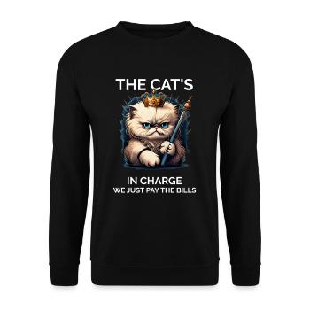Stolze Katzenbesitzerin Katzenmutter - Unisex Pullover - Schwarz - Vorne - Alina (178cm) & Michal (187cm)