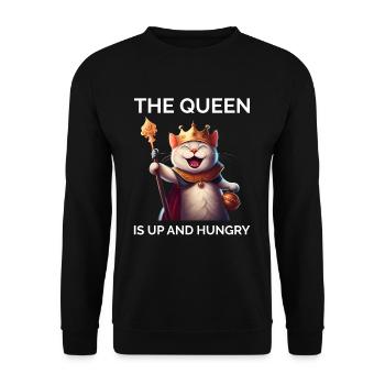 Lustige Katze sagt verrückte Katzendame - Unisex Pullover - Schwarz - Vorne - Alina (178cm) & Michal (187cm)