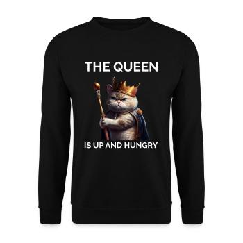 Die Königin ist eine hungrige königliche Katze - Unisex Pullover - Schwarz - Vorne - Alina (178cm) & Michal (187cm)