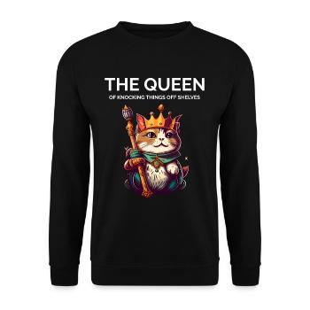 Lustiger Spruch stolzer Katzenbesitzer - Unisex Pullover - Schwarz - Vorne - Alina (178cm) & Michal (187cm)