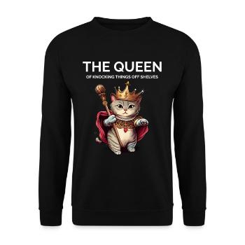 The Queen Nocking Things Royal Kawaii Kitten Cat - Unisex Sweatshirt - black - Front - Alina (178cm) & Michal (187cm)