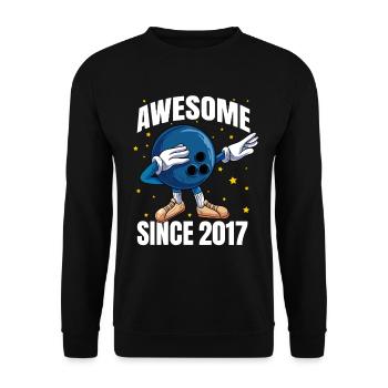 Awesome Since 2017 - 6th Bowling Birthday - Unisex Sweatshirt - black - Front - Alina (178cm) & Michal (187cm)