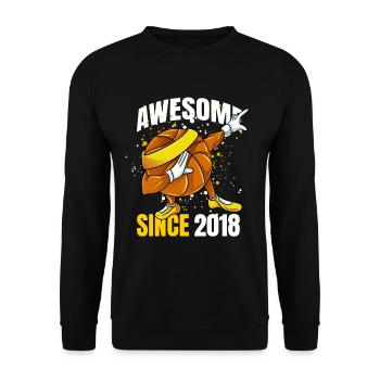 Awesome Since 2018 - 5th Basketball Birthday - Unisex Sweatshirt - black - Front - Alina (178cm) & Michal (187cm)