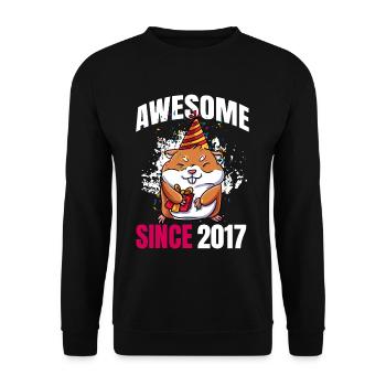 Awesome Since 2017 - 6th Hamster Birthday - Unisex Sweatshirt - black - Front - Alina (178cm) & Michal (187cm)