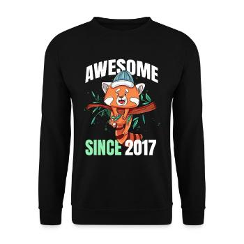 Awesome Since 2017 - 6th Red Panda Birthday - Unisex Sweatshirt - black - Front - Alina (178cm) & Michal (187cm)