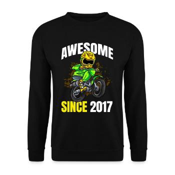 Genial seit 2017 - 6. Dirt Bike Rider Geburtstag - Unisex Pullover - Schwarz - Vorne - Alina (178cm) & Michal (187cm)
