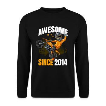 Awesome seit 2014 - 9. Motocross Fahrer Geburtstag - Unisex Pullover - Schwarz - Vorne - Alina (178cm) & Michal (187cm)