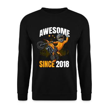 Genial seit 2018 - 5. Geburtstag eines Motocross-Fahrers - Unisex Pullover - Schwarz - Vorne - Alina (178cm) & Michal (187cm)