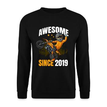 Genial seit 2019 - 4. Geburtstag eines Motocross-Fahrers - Unisex Pullover - Schwarz - Vorne - Alina (178cm) & Michal (187cm)