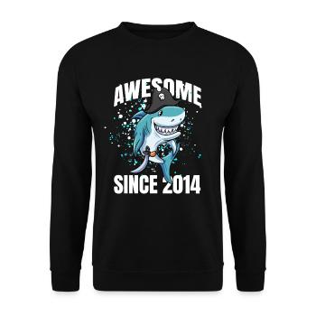 Awesome seit 2014 - 9. Shark Geburtstag - Unisex Pullover - Schwarz - Vorne - Alina (178cm) & Michal (187cm)
