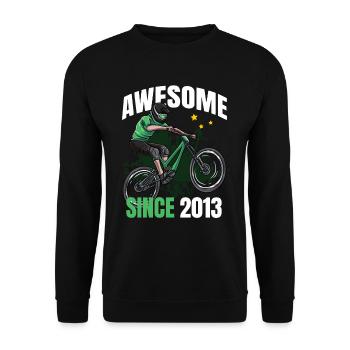 Awesome since 2013 - 10. Mountainbike Geburtstag - Unisex Pullover - Schwarz - Vorne - Alina (178cm) & Michal (187cm)