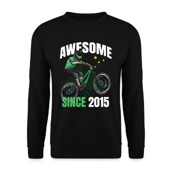 Awesome Since 2015 - 8th Mountain Bike Birthday - Unisex Sweatshirt - black - Front - Alina (178cm) & Michal (187cm)