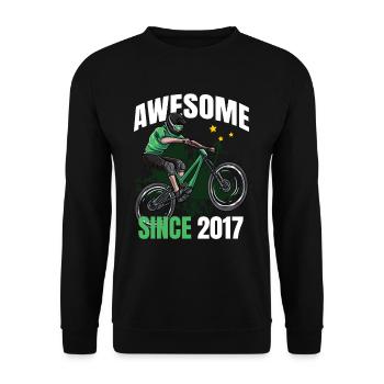 Awesome seit 2017 - 6. Mountainbike Geburtstag - Unisex Pullover - Schwarz - Vorne - Alina (178cm) & Michal (187cm)