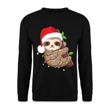 Drôle de Noël paresseux. Paresseux de Noël - Sweat-shirt Unisexe - noir - Devant - Alina (178cm) & Michal (187cm)