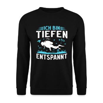 Ich bin tiefenentspannt taucher tauchen - Unisex Pullover - Schwarz - Vorne - Alina (178cm) & Michal (187cm)