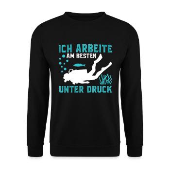 ich arbeite am besten unter druck - Unisex Pullover - Schwarz - Vorne - Alina (178cm) & Michal (187cm)