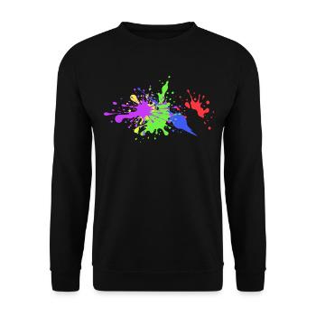 Farbenfrohe Spritzer Geschenkidee witzig - Unisex Pullover - Schwarz - Vorne - Alina (178cm) & Michal (187cm)