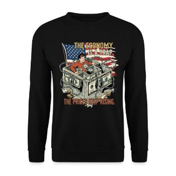 Die Wirtschaft ist eine Falle - Unisex Pullover - Schwarz - Vorne - Alina (178cm) & Michal (187cm)