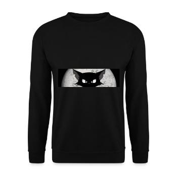 Cat with Full Moon in Black and White Sticker Shirt - Unisex Sweatshirt - black - Front - Alina (178cm) & Michal (187cm)