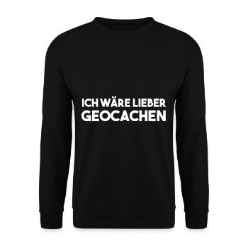 Ich wäre lieber Geocachen - Geocaching GPS Suche - Unisex Pullover - Schwarz - Vorne - Alina (178cm) & Michal (187cm)
