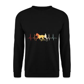 Trotter Trotting in Heartbeat ECG Pulse Style - Unisex Sweatshirt - black - Front - Alina (178cm) & Michal (187cm)