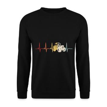 Bauer Traktor Trecker Traktoren EKG Bauernhof - Unisex Pullover - Schwarz - Vorne - Alina (178cm) & Michal (187cm)