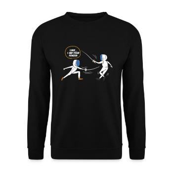 Luke I Am Your Fencer - Fechten Duell Kampfsport - Unisex Pullover - Schwarz - Vorne - Alina (178cm) & Michal (187cm)