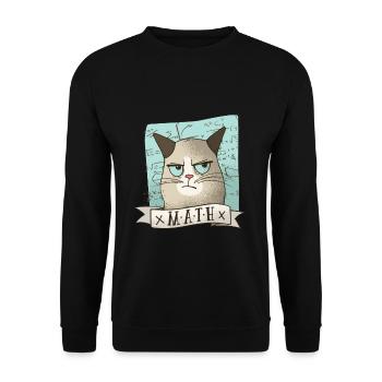 Mathe Nachhilfe Katze Lehrer Tshirt Geschenk - Unisex Pullover - Schwarz - Vorne - Alina (178cm) & Michal (187cm)