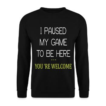 J'ai suspendu mon jeu pour être ici - Sweat-shirt Unisexe - noir - Devant - Alina (178cm) & Michal (187cm)