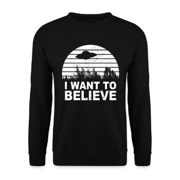 I Want To Believe T-Shirt I Aliens UFO Area 51 - Unisex Sweatshirt - black - Front - Alina (178cm) & Michal (187cm)