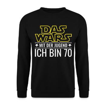 Das wars mit der Jugend - 70. Geburtstag Geschenk - Unisex Pullover - Schwarz - Vorne - Alina (178cm) & Michal (187cm)