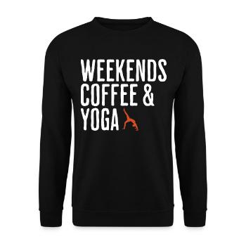 Entspannendes Zen-Wochenende Kaffee & Yoga - Unisex Pullover - Schwarz - Vorne - Alina (178cm) & Michal (187cm)
