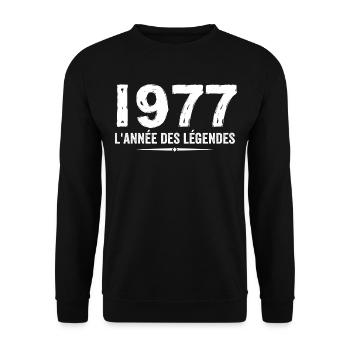 1977 année des legéndes - Cadeau Anniversaire 1977 - Sweat-shirt Unisexe - noir - Devant - Alina (178cm) & Michal (187cm)