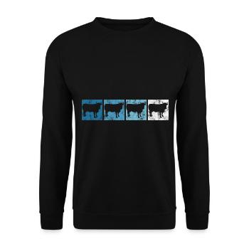 Landwirt Kühe Landwirtschaft Kuh Bauer Retro Rind - Unisex Pullover - Schwarz - Vorne - Alina (178cm) & Michal (187cm)