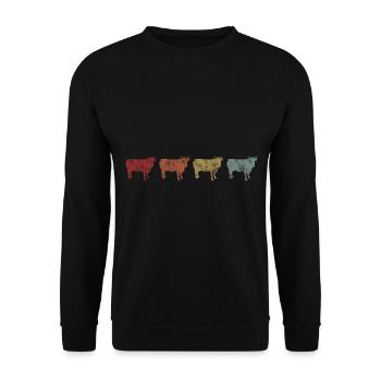 Landwirtschaft Kuh Kühe Retro Rind Landwirt Bauer - Unisex Pullover - Schwarz - Vorne - Alina (178cm) & Michal (187cm)