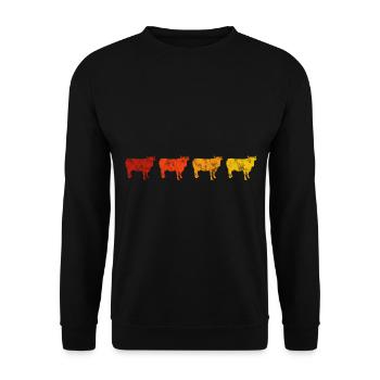 Rind Kühe Landwirtschaft Retro Kuh Landwirt Bauer - Unisex Pullover - Schwarz - Vorne - Alina (178cm) & Michal (187cm)